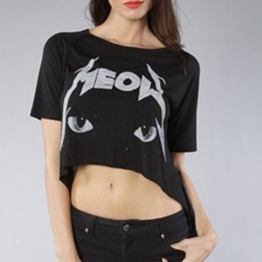 UNIF Black and White Graphic Crop Top